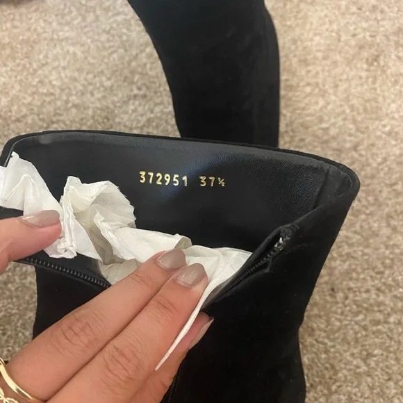 Gucci Black Suede Booties with Gold Studs, size 7.5 - Picture 4 of 9